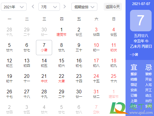 小暑后几天入伏20212