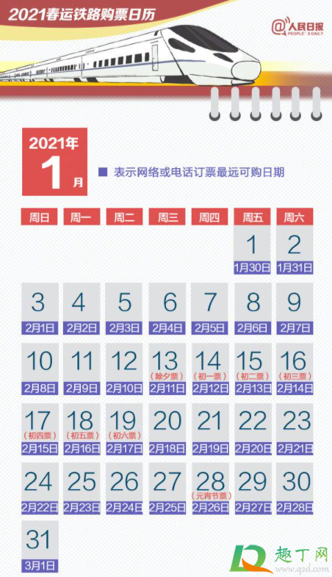 2021过年高铁票提前多久买3