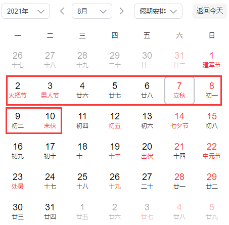立秋是二伏第几天20214